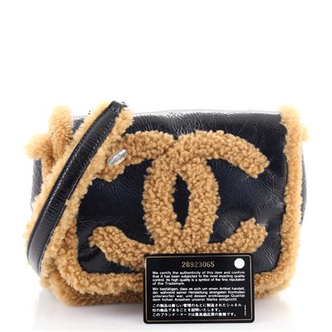 chanel black shearling bag